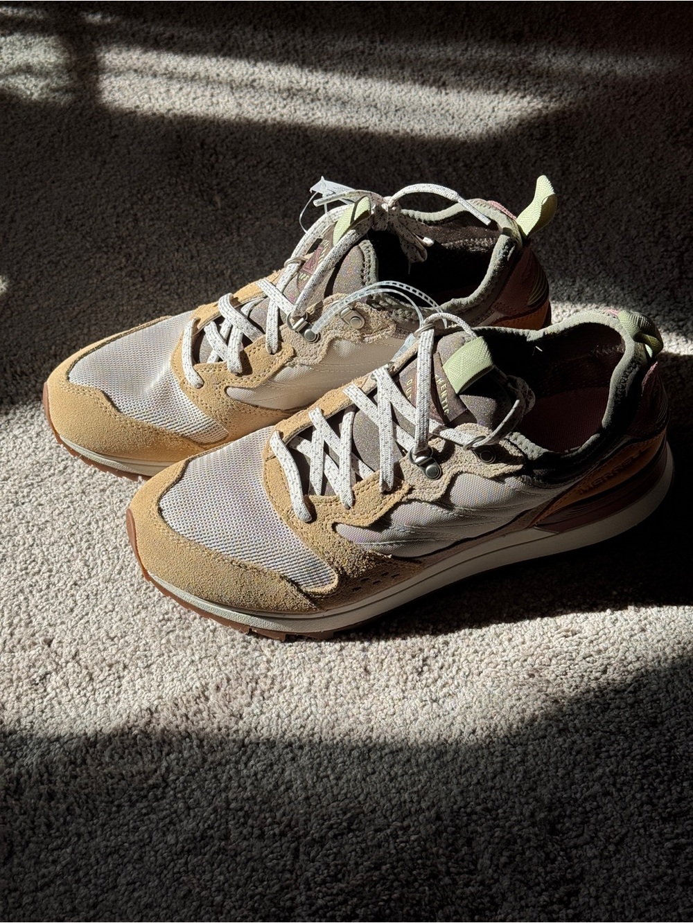 Merrell Women's Tan, Cream & Light Green Trail-Inspired Sneakers